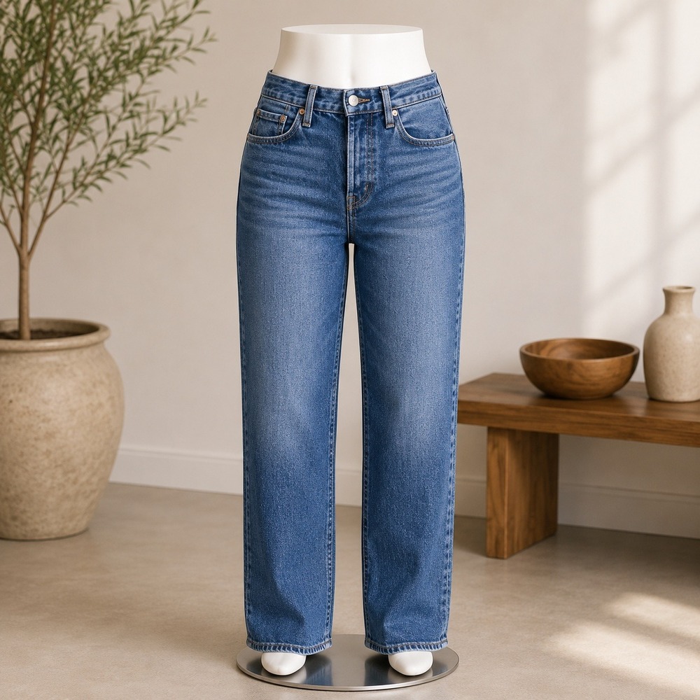 NWT Edwin Hana Classic Straight Crop Jeans Womens 25 Blue‎ High Rise 100% Cotton